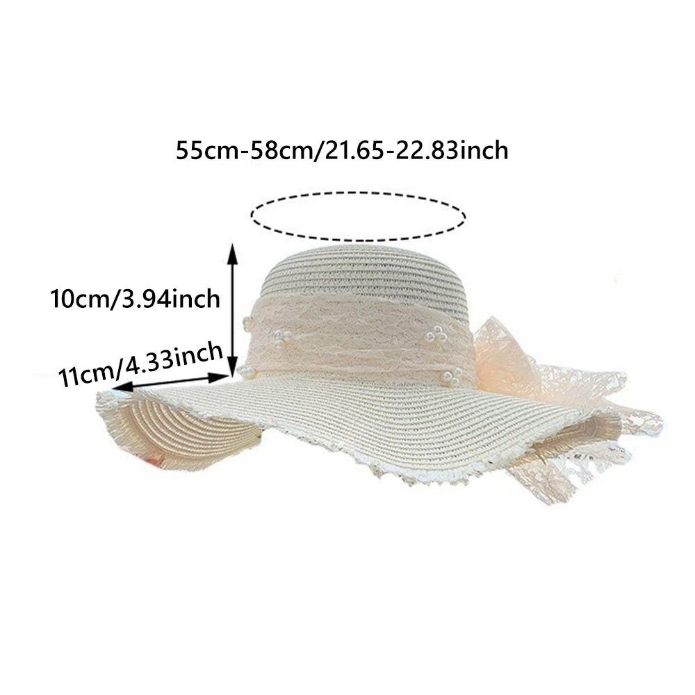 Casual Woven Straw Hat Large Brim Sun Shading Sun Hat Lace Bow Summer Hat Women Sun Shading Beach Hat Straw Hat