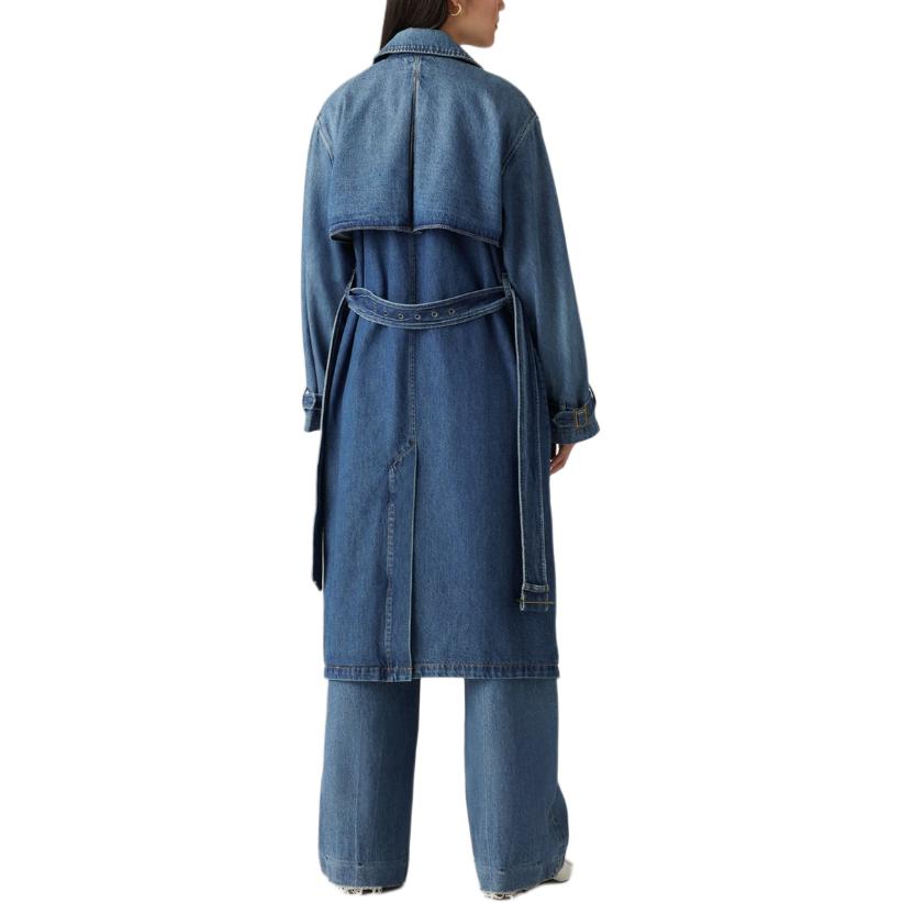 Levis dvouřadý trenčkot s dlouhým rukávem Dámské kabáty Modrý A8976-0001