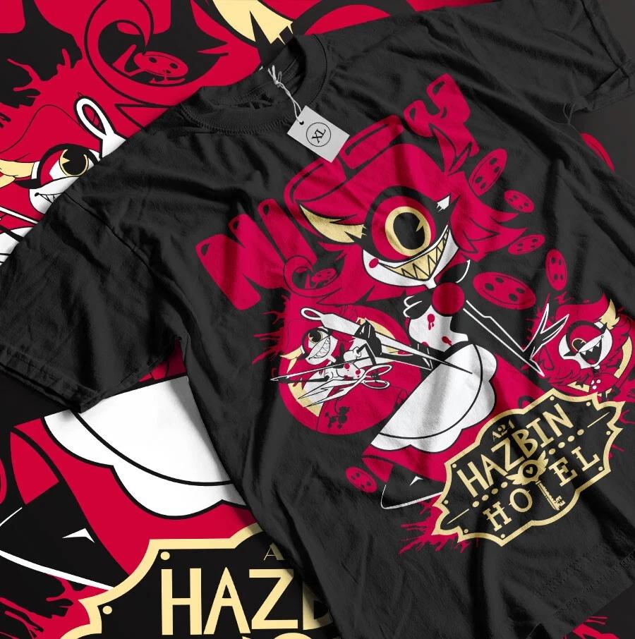Anime Nifty Hazbin Hotel Graphic Black Tshirt Size S4XL S