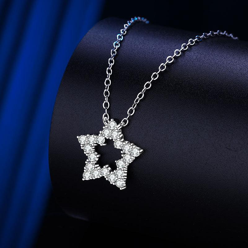 Neue Halsketten Damen Schlüsselbeinkette Trendige Koreanische Version des Beliebten Luxus Fünfzackigen Stern Anhängers