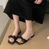 Fashion Fashion Butterfly-Knot Ladies Flats Slippers Shoes Summer Footwear Square Toe Women Flat Slippers Sandals Shoes Female Slides
