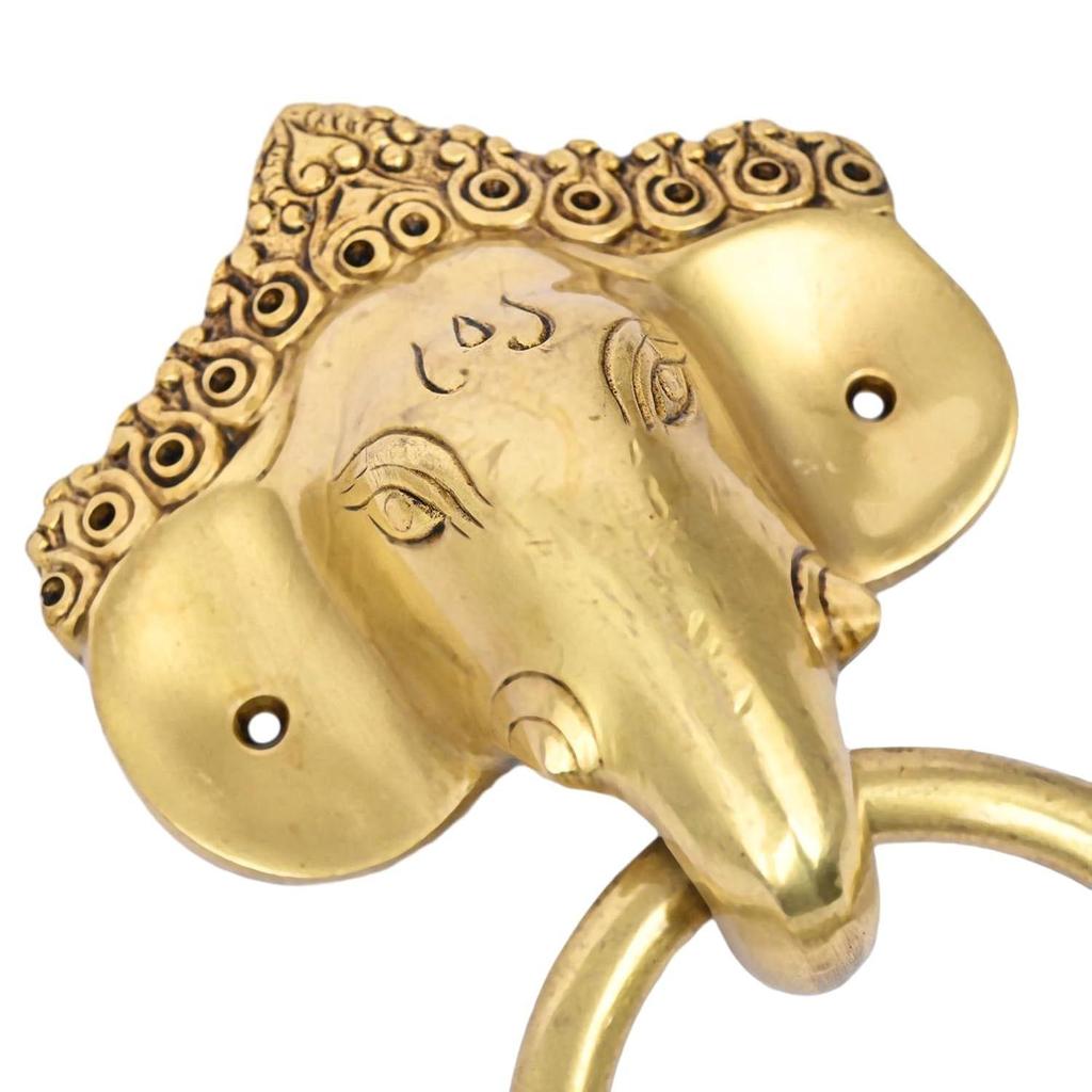 Brass Elephant Door Knock for Main Door | Antique Finish |  Elegant Home Entrance Décor | Durable & Stylish Front Door Accessory (3) | Pack of 1