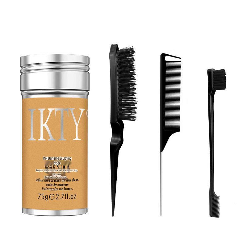 English-Labeled Hair Wax Stick & Comb Set: Frizz Control & Flyaway Finishing
