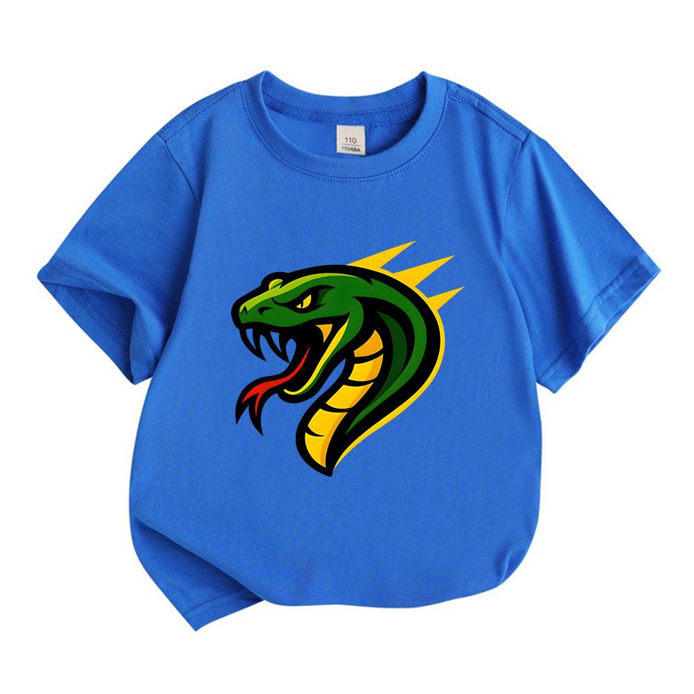 Kids Boys Girls 100% Cotton Crew Neck Short Sleeve T-Shirt, Cool Angry Viper Snake Graphic Casual Soft Breathable Tee for Daily Play Outdoor Sports Su