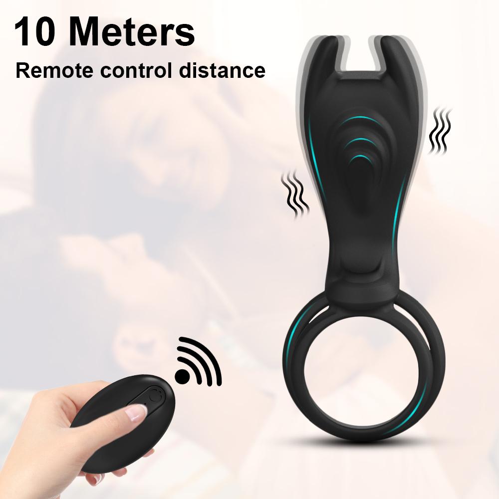 Vibrating Penis Ring with Remote Control for Men Couples Dual Cock Ring Delay Ejaculation Cockring Clit Stimulator Sex