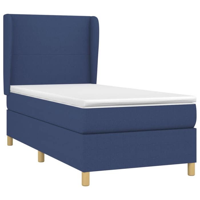 3128339 vidaXL Divan Bed with Mattress Blue 90x200 Cm Fabric