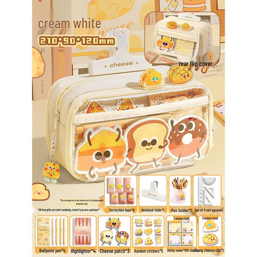 2025 Trendy Cheese Pencil Case: Large Capacity, Stylish Design for Girls, Perfect for Elementary School Students
