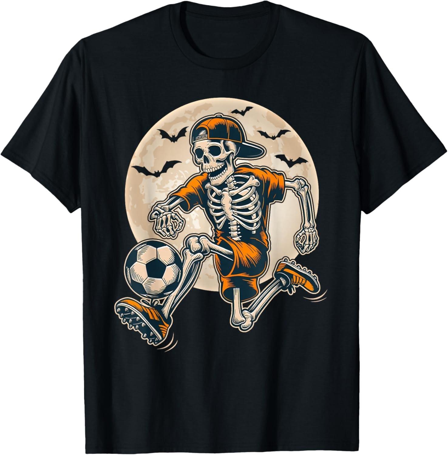 Funny Skeleton Soccer Men Boys Halloween Costume T-Shirt Mens Womens Tees Top unisex T-Shirt Mens Womens Tees Top S