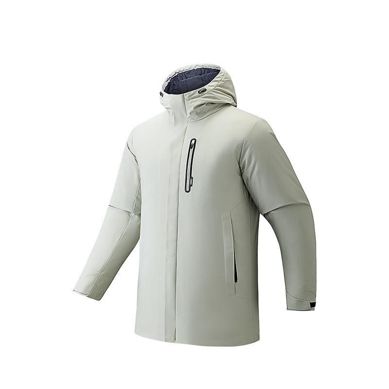 

Anta Solid Color Zipper Hooded Versatile Casual Down Jacket Men Outerwear Gray 152517910-1 S