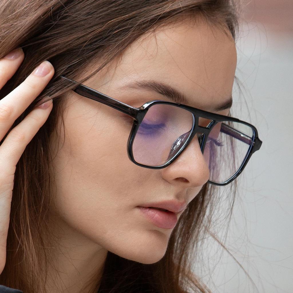 Square Double Anti Blue Light Glasses Men Blue Light Blocking Glasses Women Eyeglasses Frame Optical Eyewear Computer