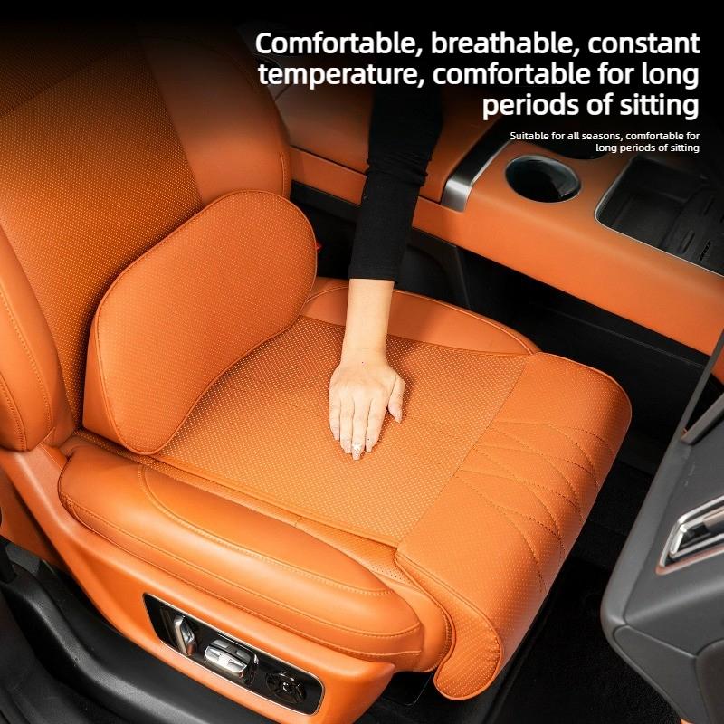 Nappa Leather Leg Support Extension Seat Cover Memory Foam Extender Cushion With Backrest Car Interior Accessories Universal Car