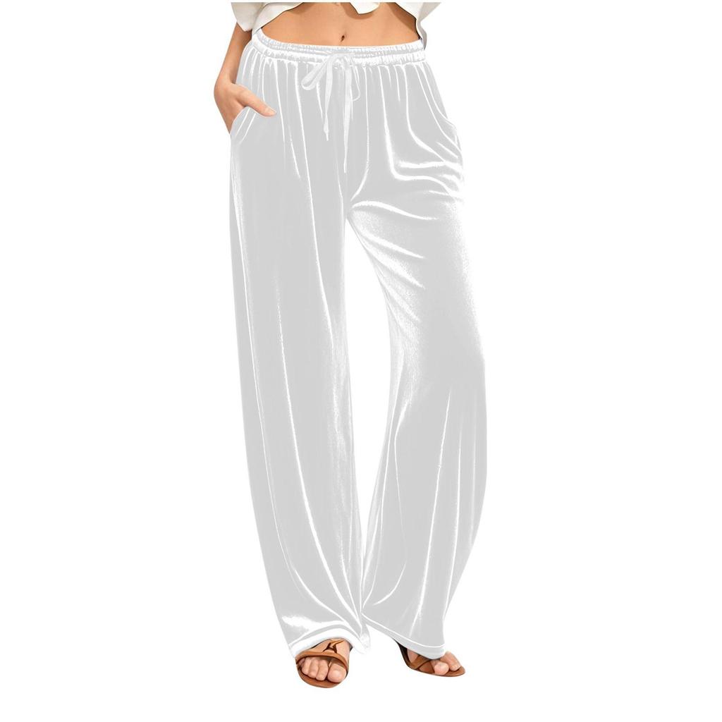 2026 European & American Velvet Wide-Leg Drawstring Pants