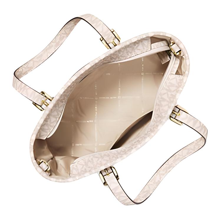 Michael Kors Jet Set Travel Signature Logo Gepolijste Hanger Gecoate Canvas Tote Bag Dames Tote Bags Wit 35H3GTVT0L-0213