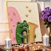 Cute Frog Playing Saxophone Pearl Painting Kit with Frame Sparkling Canvas Art Romantic Bedroom Decor Gift for Adults Creative DIY Wall Art