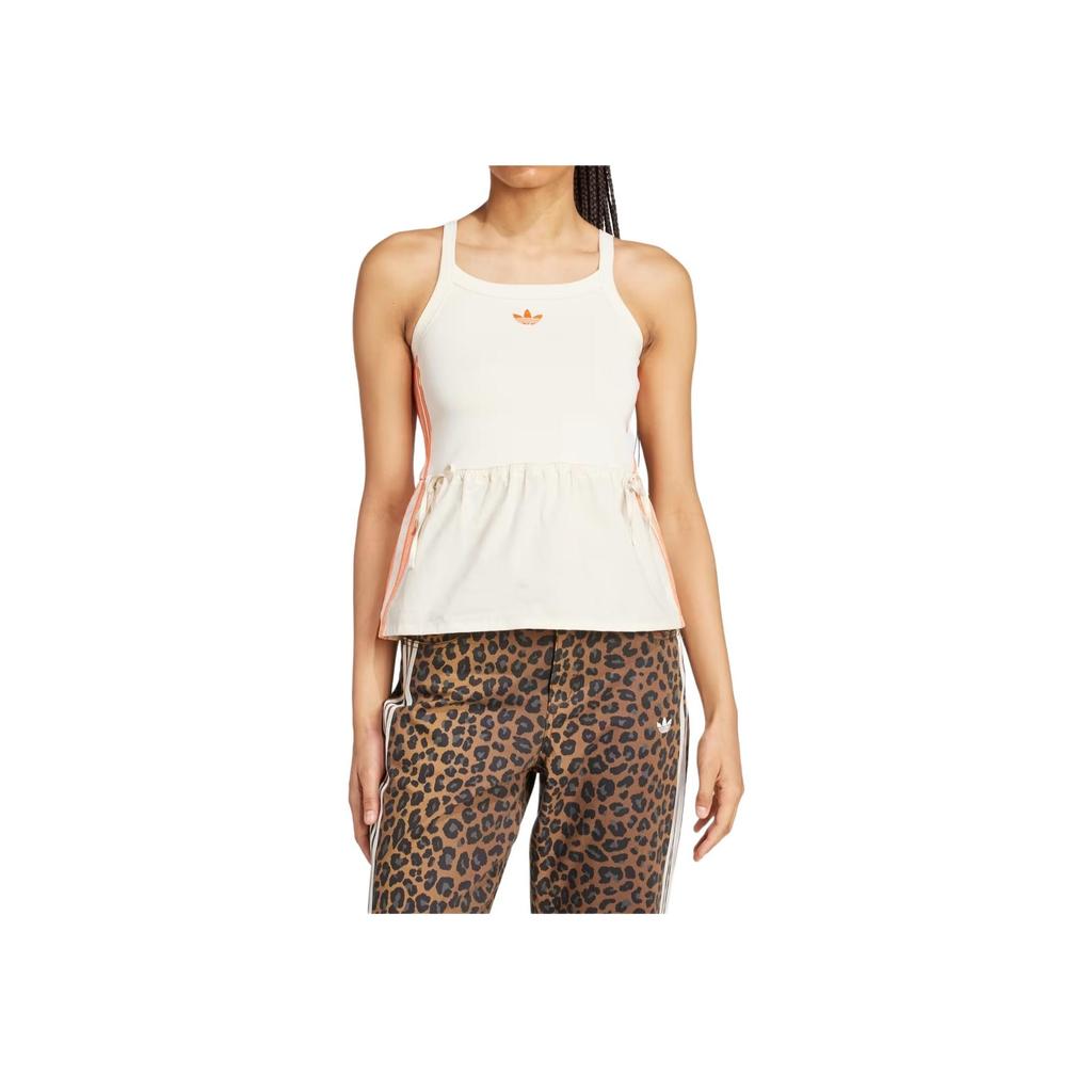 Adidas Originals Patchwork Logo Embroidered Slim Fit Round Neck Sleeveless Vest Women Tops Off-White KC0765