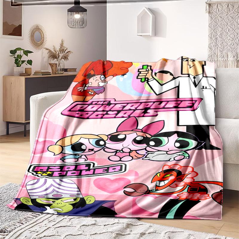 

1PC The Powerpuff Girls printed blanket, all season lightweight home office outdoor nap multifunctional blanket A6 80cm x 120cm