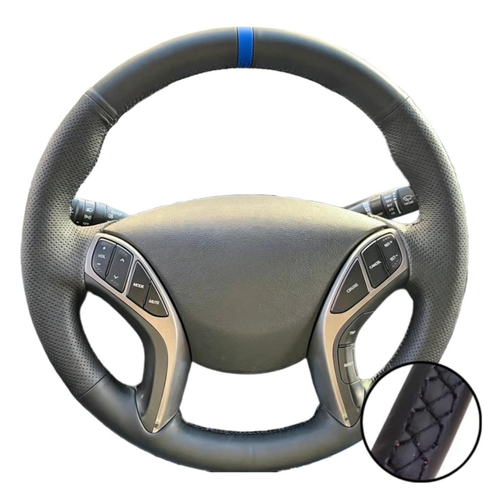 Car Accessories Hand-stitched Black Artificial Leather 2011-2016 Avante i30 2012-2016 Steering Wheel Cover For Hyundai Elantra