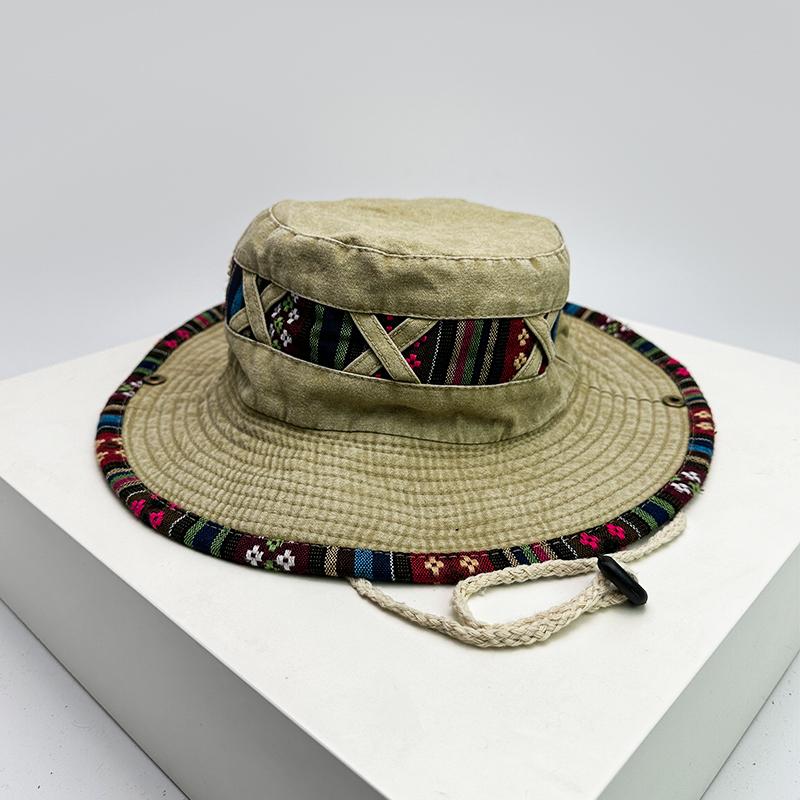 Fisherman Bucket Drawstring Adjustable Travel School Old Vintage Women Men For Neutral Gender Fresh Caps Hats Sunshade Outdoor Breathable Ethnic
