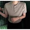 Korean Style Slimming Polo Collar Knit Shirt - Women's Casual Summer Pullover