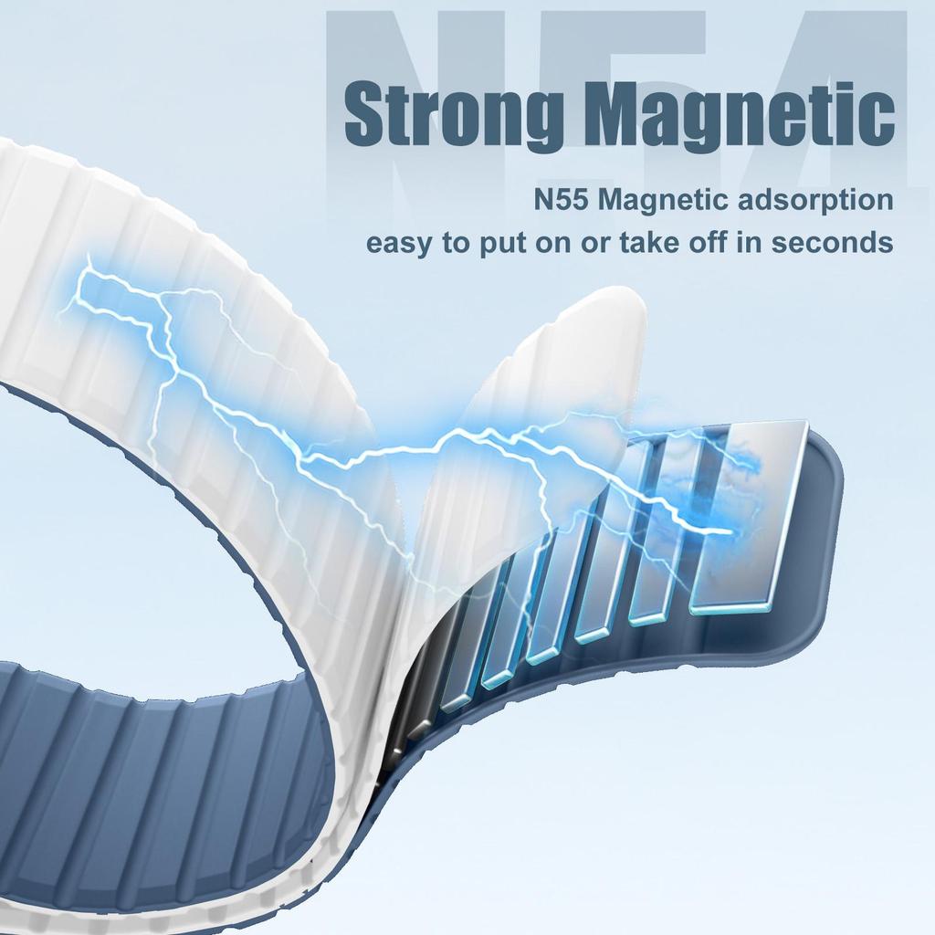 Magnetic Silicone Sport Watch Band for Apple Watch All Series 38/40/41/42/44/45/46/49mm Waterproof Breathable Replacement Wrist Strap