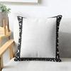 Geometric Embroidery Cushion Cover Natural Linen Organic Fabric Double-Sided Printing Breathable Perfect For Home Decor