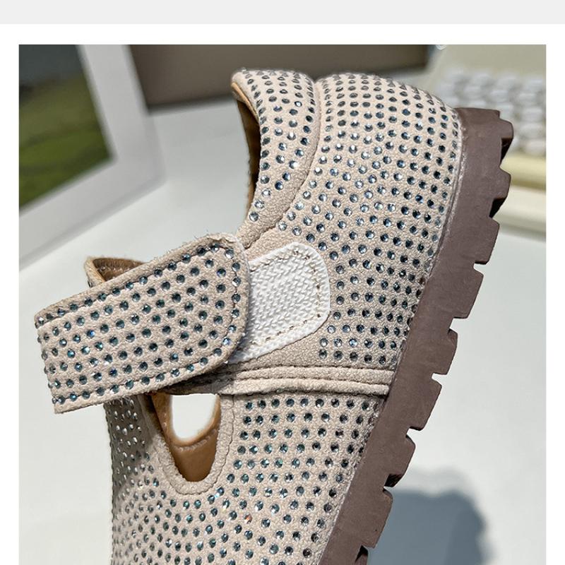 Fashionable Rhinestone Autumn New Style Children's Soft Sole Comfortable Leather Shoes for Girls