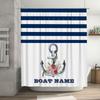 Aquarell Ankare Duschdraperi Personlig Dekor För Badrum Marinblå Ränder Båtnamn Anpassningsbart Vattentätt Tygset