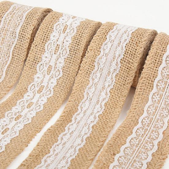 Handmade Retro Clear Texture Burlap Lace Roll Natural White Lace Jute Canvas Roll Home Supplies
