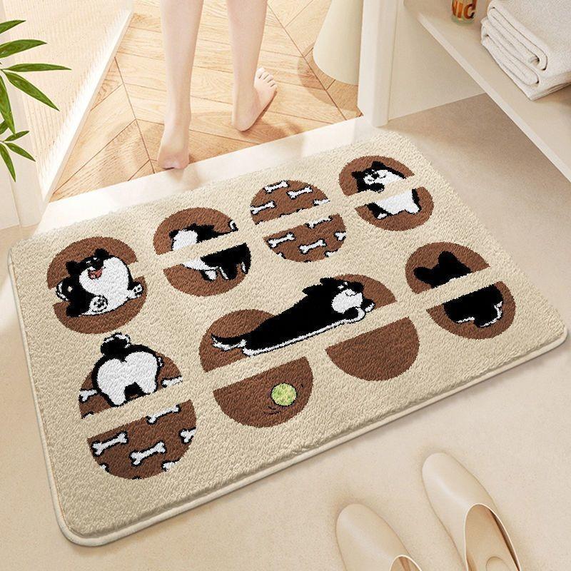 Covor de baie îngroșat din imitație de cașmir, covoraș absorbant pentru picioare pentru ușa băii/toaletei, covoraș de podea de uz casnic cu desene animate