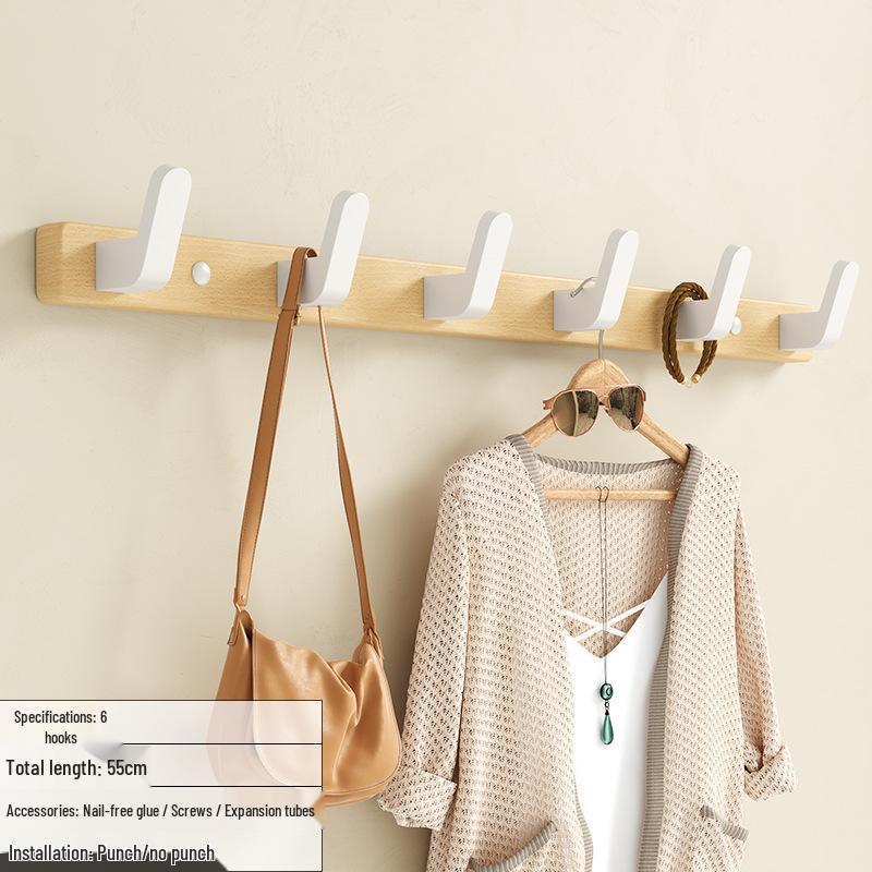 No-Drill Walnut Hook for Entrance or Hallway - Wall-Mounted Clothes & Hat Rack