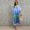 EDOLYNSA Vestido Kaftan Africano Plus Size para Mulheres Manga Morcego Caftan Robe Solto Resort Wear 2023 Verão Estampado Tops Longos Q1383
