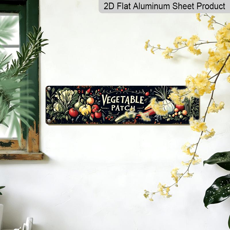 2D Flat, 1pc Metal Sign Labeled 'VEGETABLE PATCH' Measuring 15.7×3.94inch, Featuring UV Printed Wall Art. It's Perfect for Decorating Homes, Bars