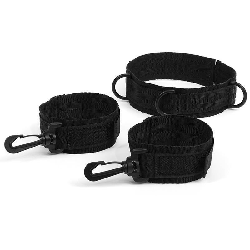 BDSM Restraint Set Wrist Cuffs Collar Adjustable Nylon Strap Bondage Kit for Couples Role Play Adult Bedroom Accessories