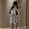 Large size explosion pure desire sexy love printing suspenders pajamas loungewear casual style split set new