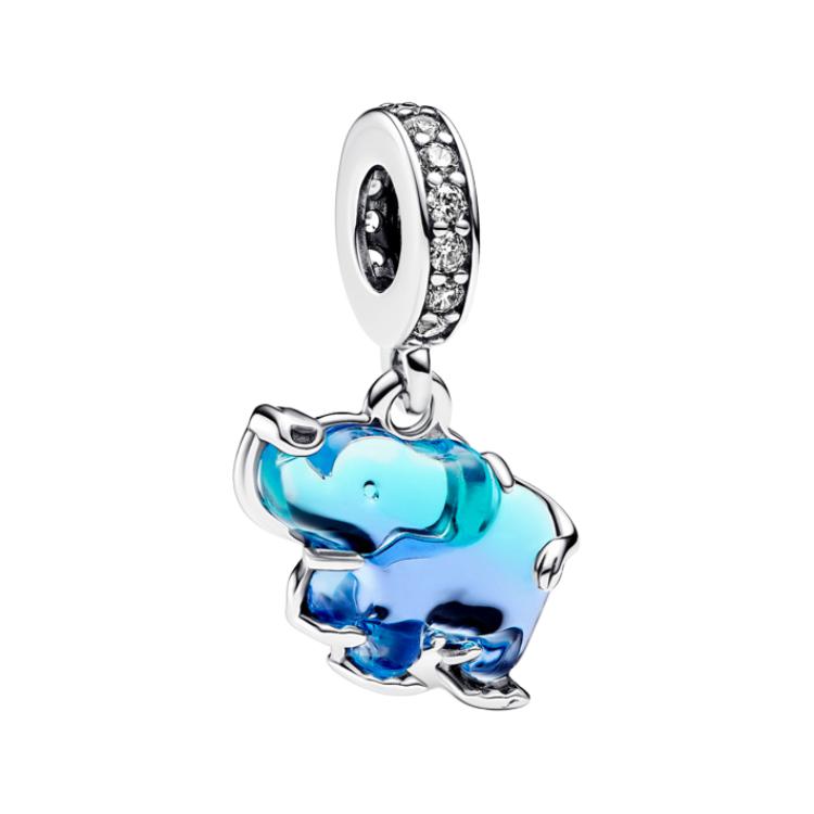 Pandora Moments Series Elephant Shaped 925 Silver Pendant Women pendant Blue 793339C01 Shopping Bag