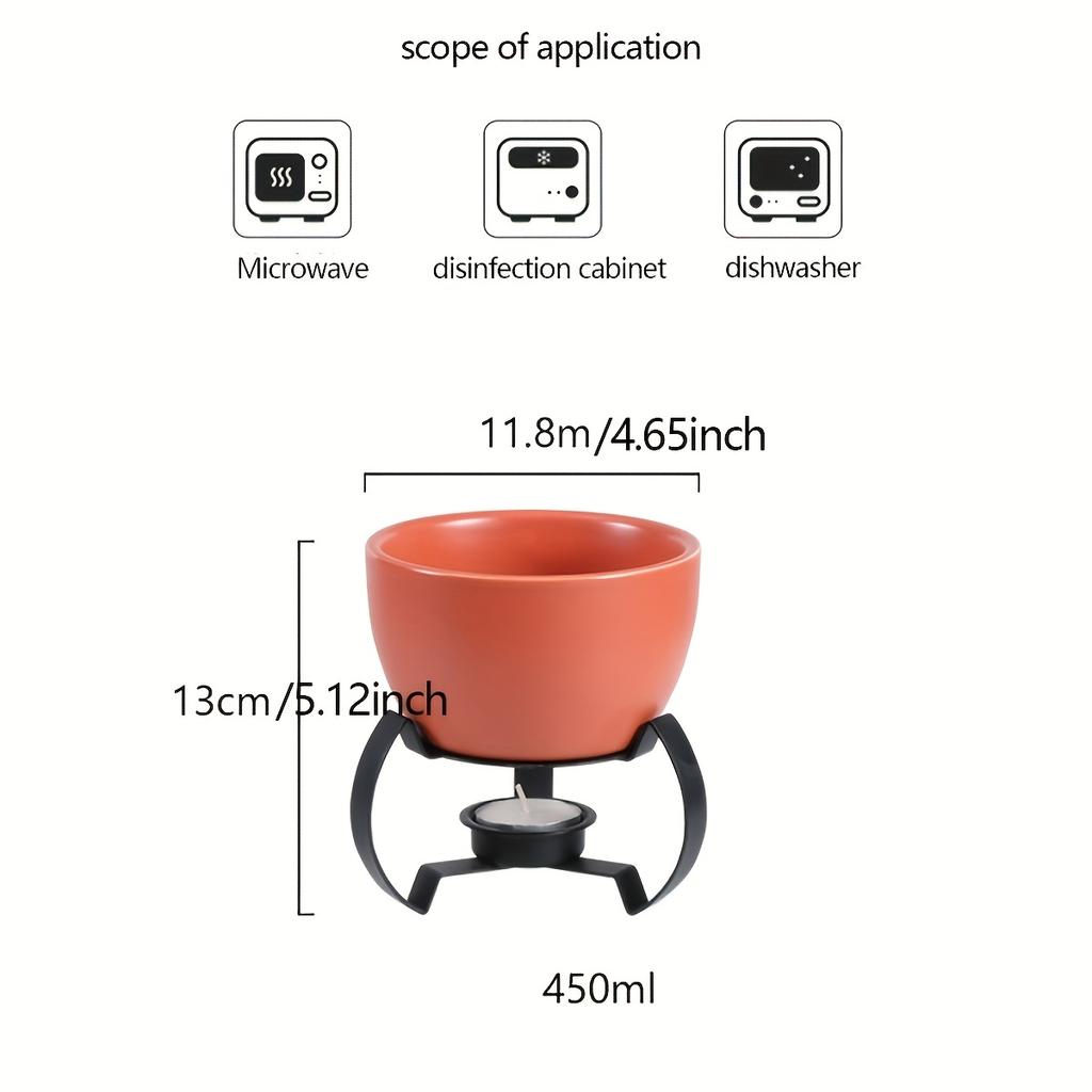 Porcelain Hot Pot Set Chocolate,Cheese Fondue with Candle Holder Kitchen Accessories for Dessert Service