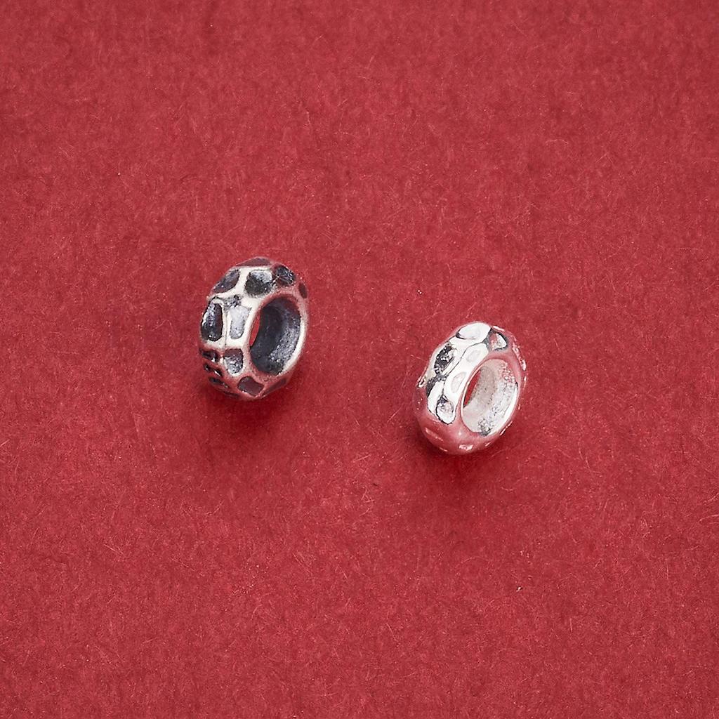 S925 Sterling Silver Hammered Wheel Spacer Beads, Handmade DIY Round Circle Beads for Braided Rope Bracelet, Silver Jewelry.