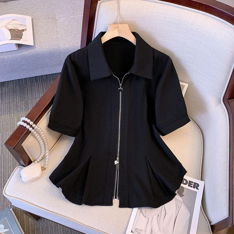 

Женская летняя блузка с коротким рукавом больших размеров, облегающая повседневная одежда с топами 4XL чёрный