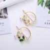 Retro Palace Style Round Pearl Hairpin Temperament Water Diamond Leaf Clip
