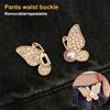 2Pcs  Shiny Diamond Butterfly Shape Adjustable Waist Buckle Jean Buttons Reusable Waist Cincher Clip For Clothing Dresses