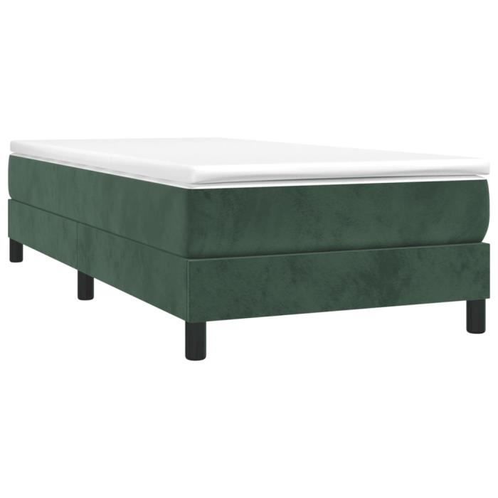 3144318 vidaXL Lit à sommier tapissier avec matelas Vert foncé 100x200 cm