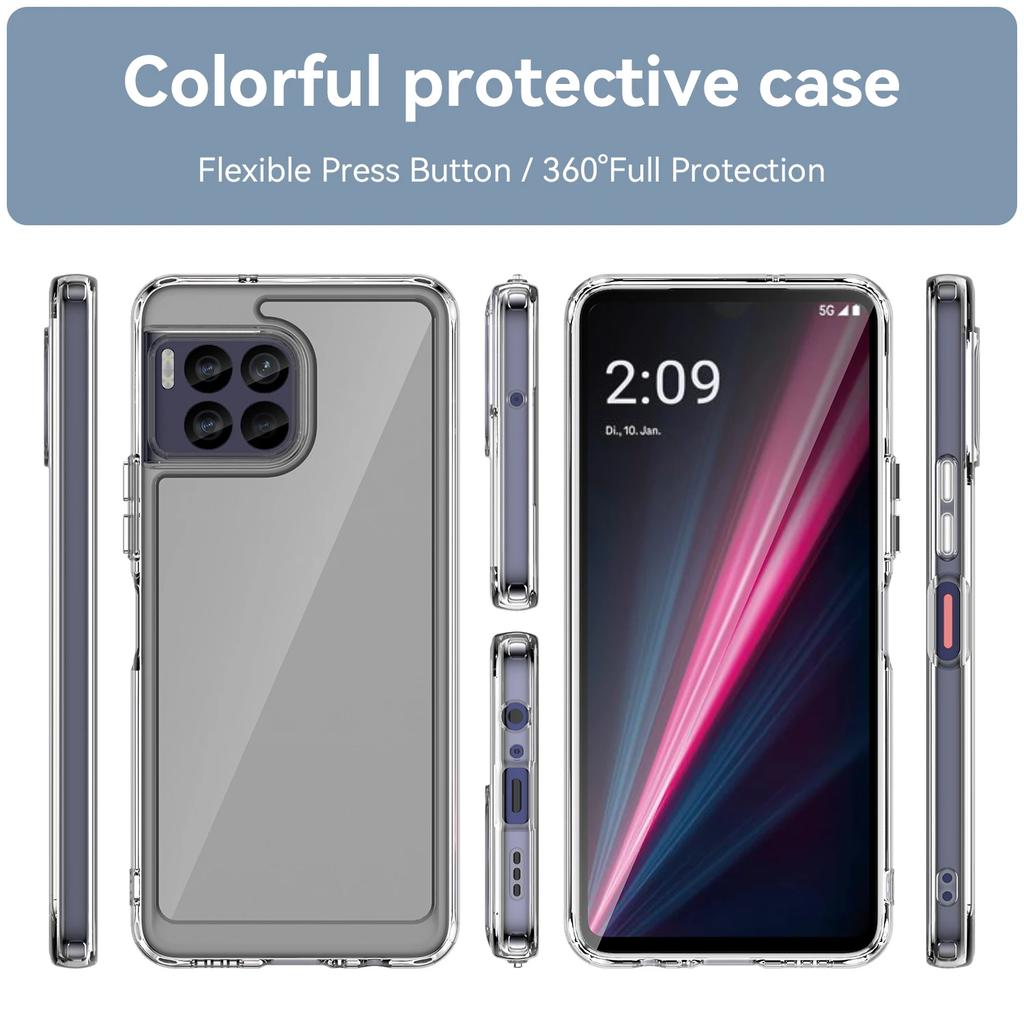 Colorful Shield Shockproof Phone Case For T-Mobile Revvl 7 Pro Soft TPU Frame Transparent Hard Plastic Protective Back Cover