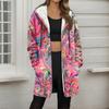 Women's Gradient Print Fashionable Loose Zipper Fleece Hoodie Jacket