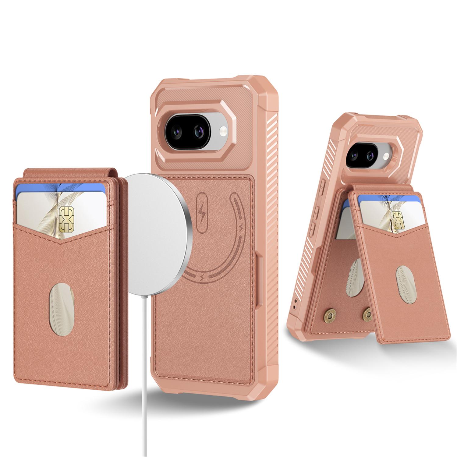

For Google Pixel 9a Magnetic Case Detachable Card Slot Kickstand Leather + TPU Phone Cover