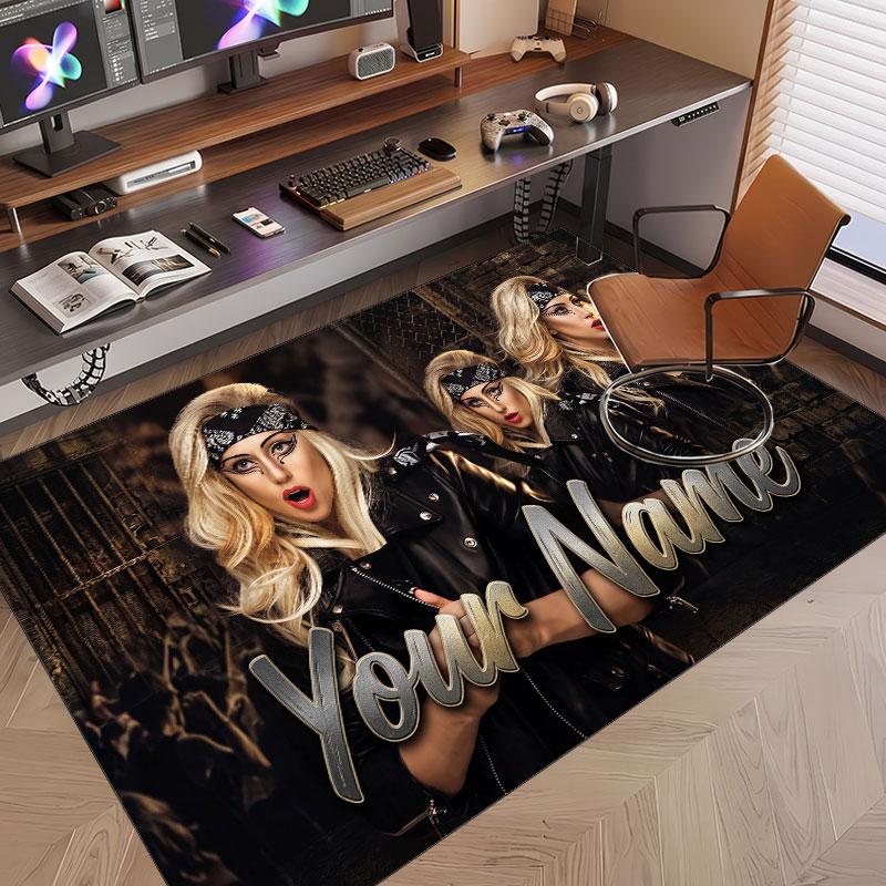 Custom Name Crystal Velvet Rug,Lady Gaga Comfortable Anti Slip Floor Mat For Room Decoration