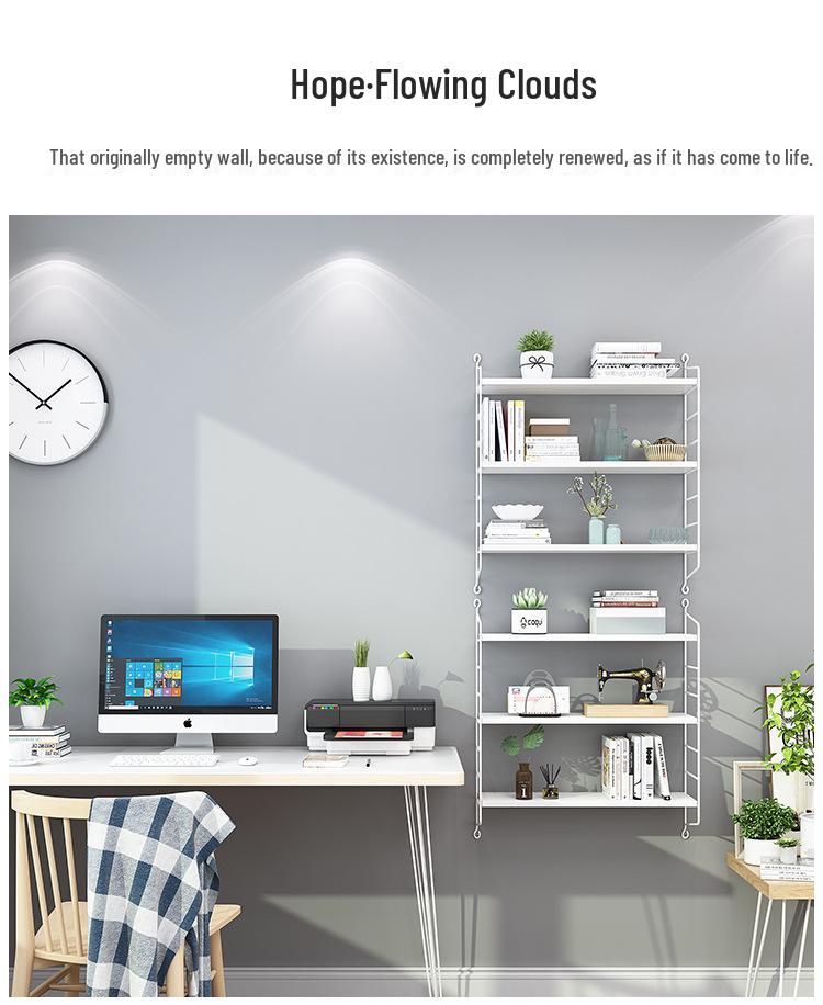 Modern Wall Bookshelf: Simple Multi-Layer Nordic Storage Rack