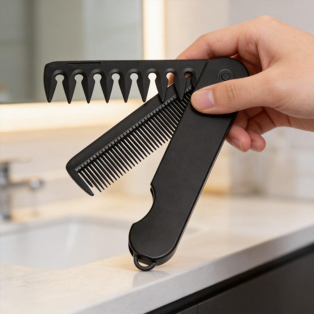 Folding Mens Comb With Abs Material For Travel And Styling Convenience
