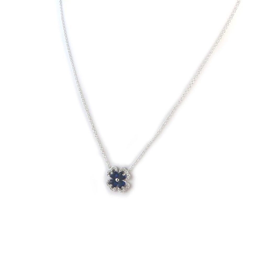 Les Trésors De Lily [N6822] - Silver Necklace 'Clover' Silver-white Sapphire (rhodium-plated) - 15x15 Mm