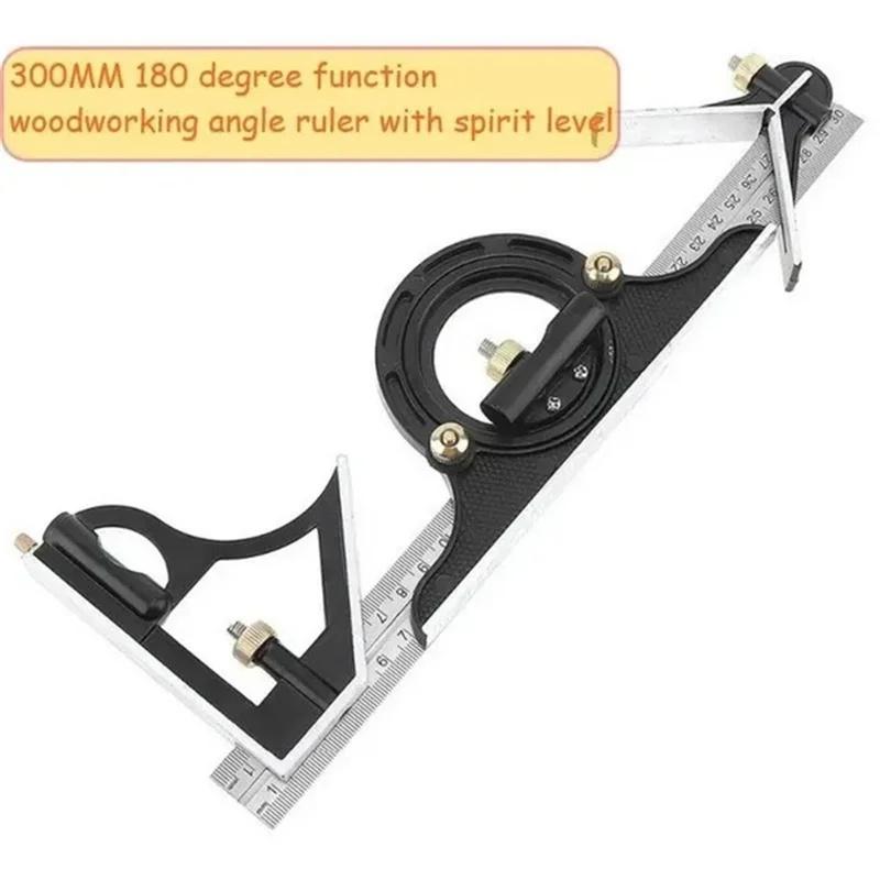300mm Square Right Angle Ruler Protractor Movable Square Woodworking Angle Ruler Measuring Tools Multi Combination Set
