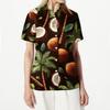 Damen Hawaii-Print Kurzarm Hemd mit Knöpfen, Lässiges Sommer Top